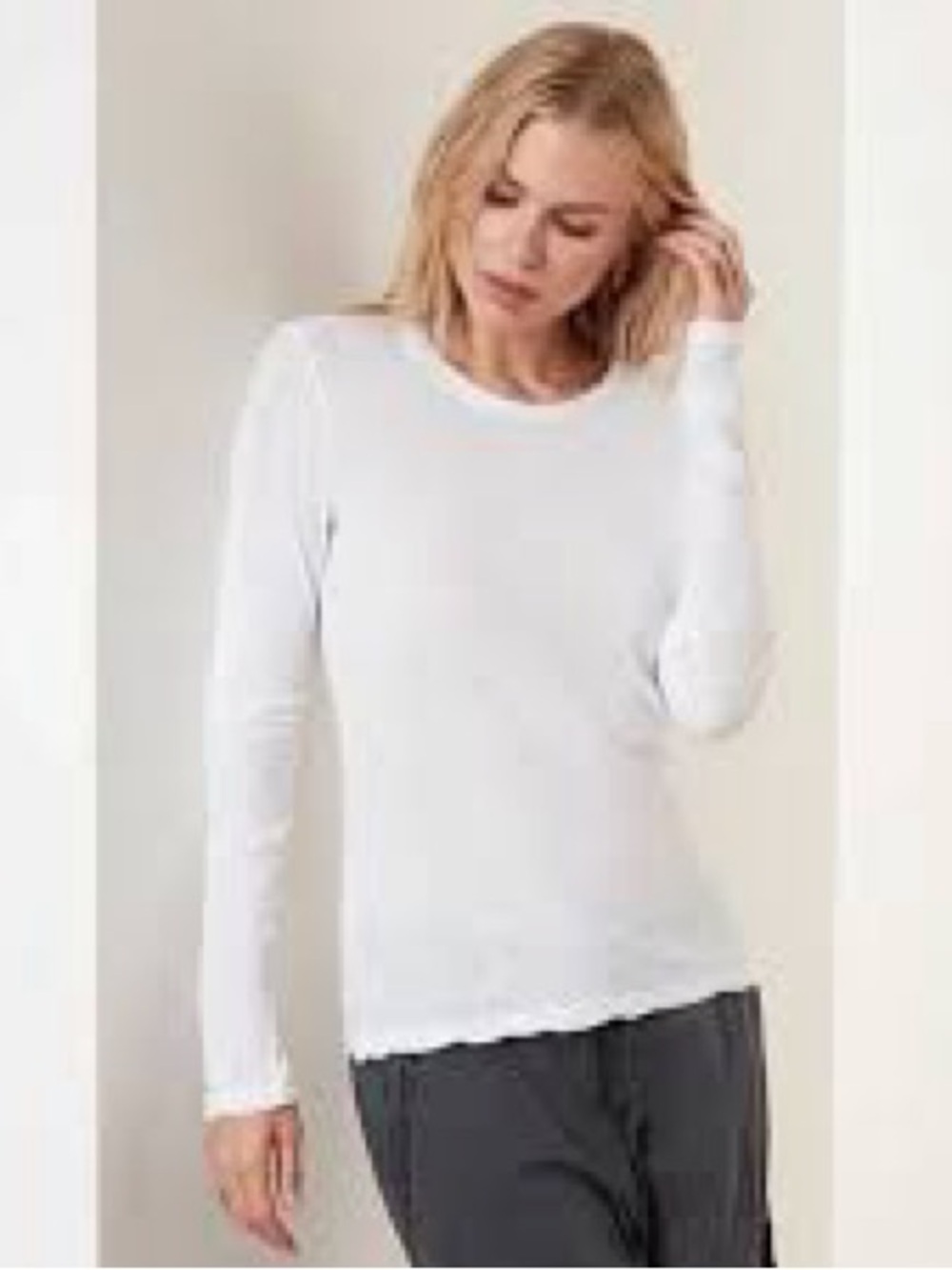 James Perse White Long-Sleeve Crewneck Top 1222
